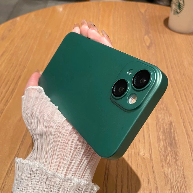 自帶鏡頭膜蘋果14promax手機殼iphone13超薄磨砂12pro高級感17硬殼11新款女15簡約純色16男防摔套air銀色適用