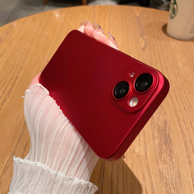 自帶鏡頭膜蘋果14promax手機殼iphone13超薄磨砂12pro高級感17硬殼11新款女15簡約純色16男防摔套air銀色適用