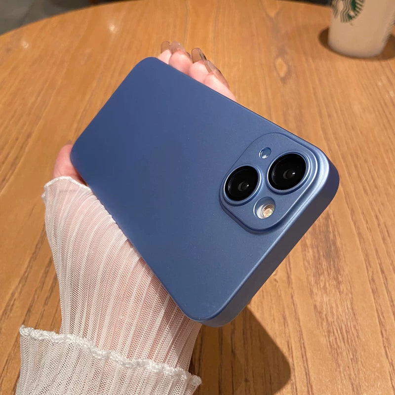 自帶鏡頭膜蘋果14promax手機殼iphone13超薄磨砂12pro高級感17硬殼11新款女15簡約純色16男防摔套air銀色適用